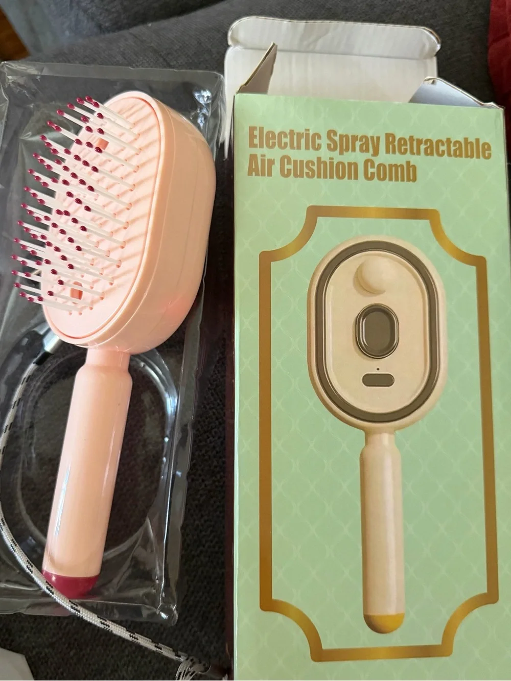 Electric Spray Retractable Air Cushion Comb - Pink